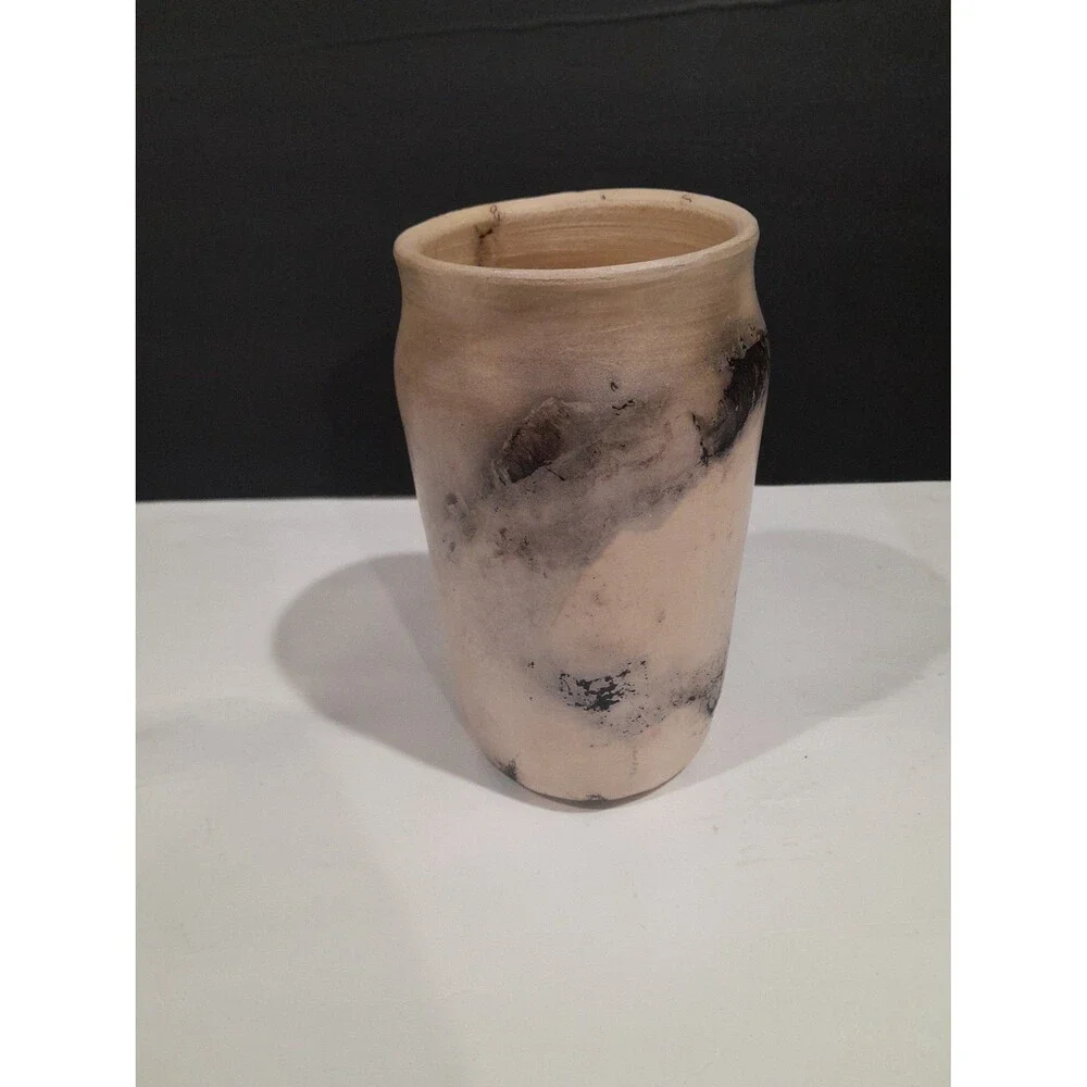 Horsehair Pottery Vase, KK, 8 inch